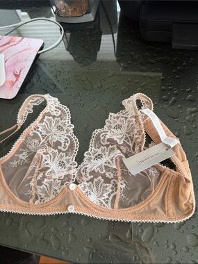 intimissimi sheer floral lace underwire bra in beige